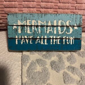 Blue Wooden Mermaid Sign